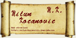 Milun Kocanović vizit kartica